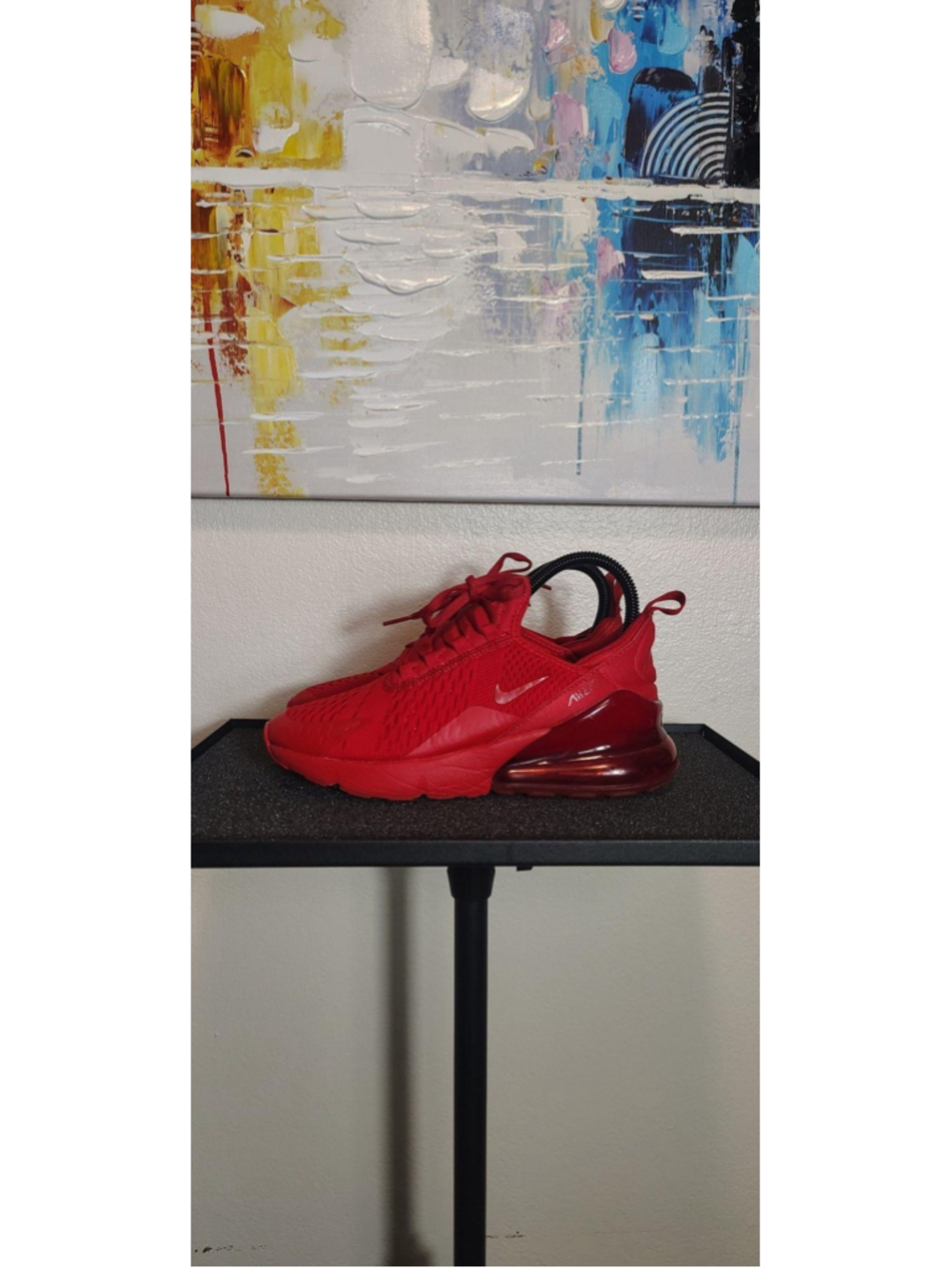 Nike Air Max 270 Shoes Youth Size 4Y Red Mesh Running Sneakers CW6987-600